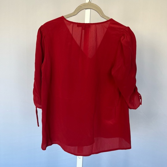 Madewell Silk Cinch-Sleeve Top in Rust - Picture 7 of 10